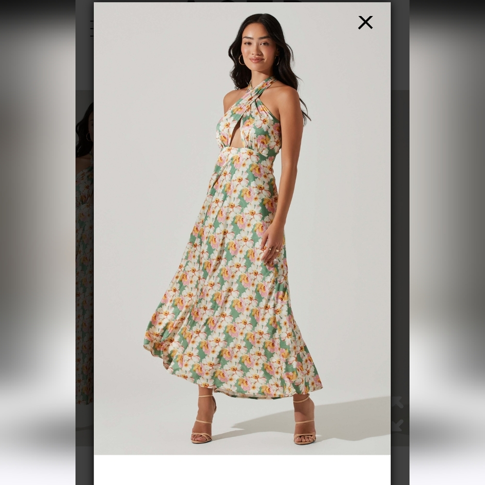 ASTR Giova Floral Halter Midi Dress